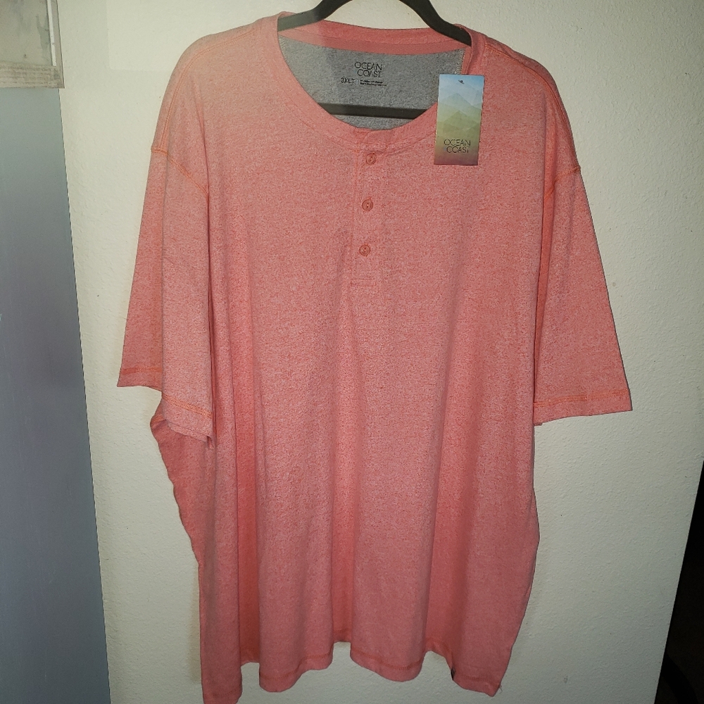 Ocean Coast Men's Short Sleeve 3XL Cotton Blend Henly Tee In Salmon NWT